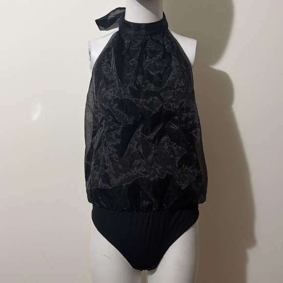 Thirty Thirty Elegant Black Halter Bodysuit Size L - Picture 2 of 8